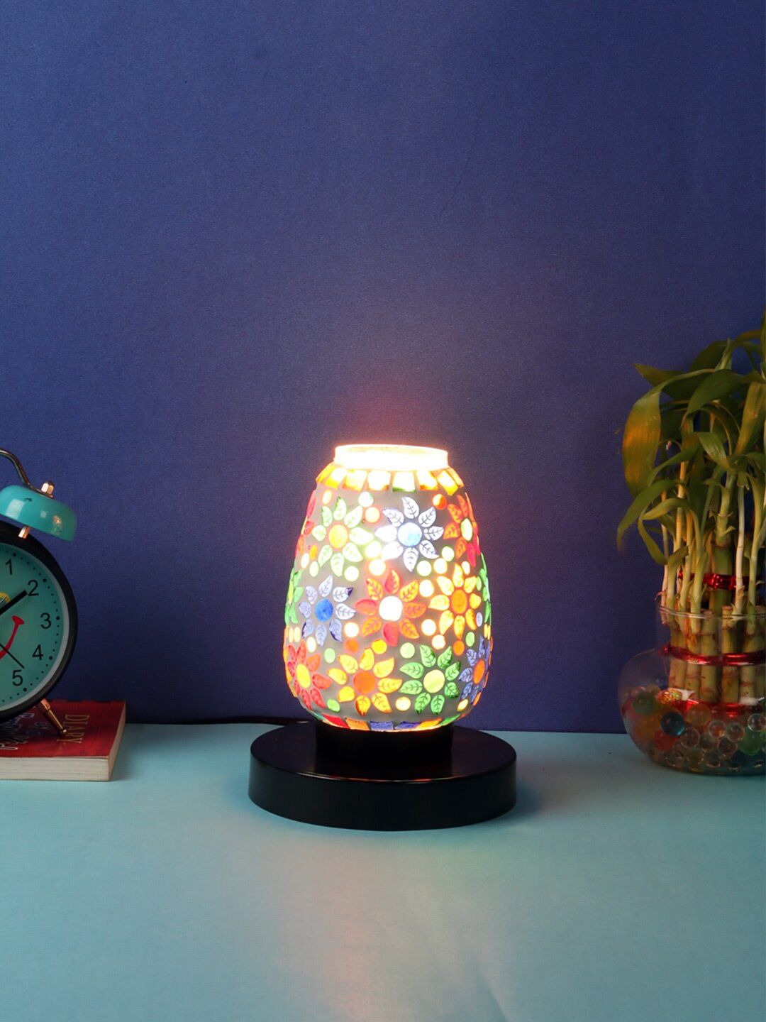 Devansh Multicoloured Mosaic Glass Table Lamp With Iron Base Price in India