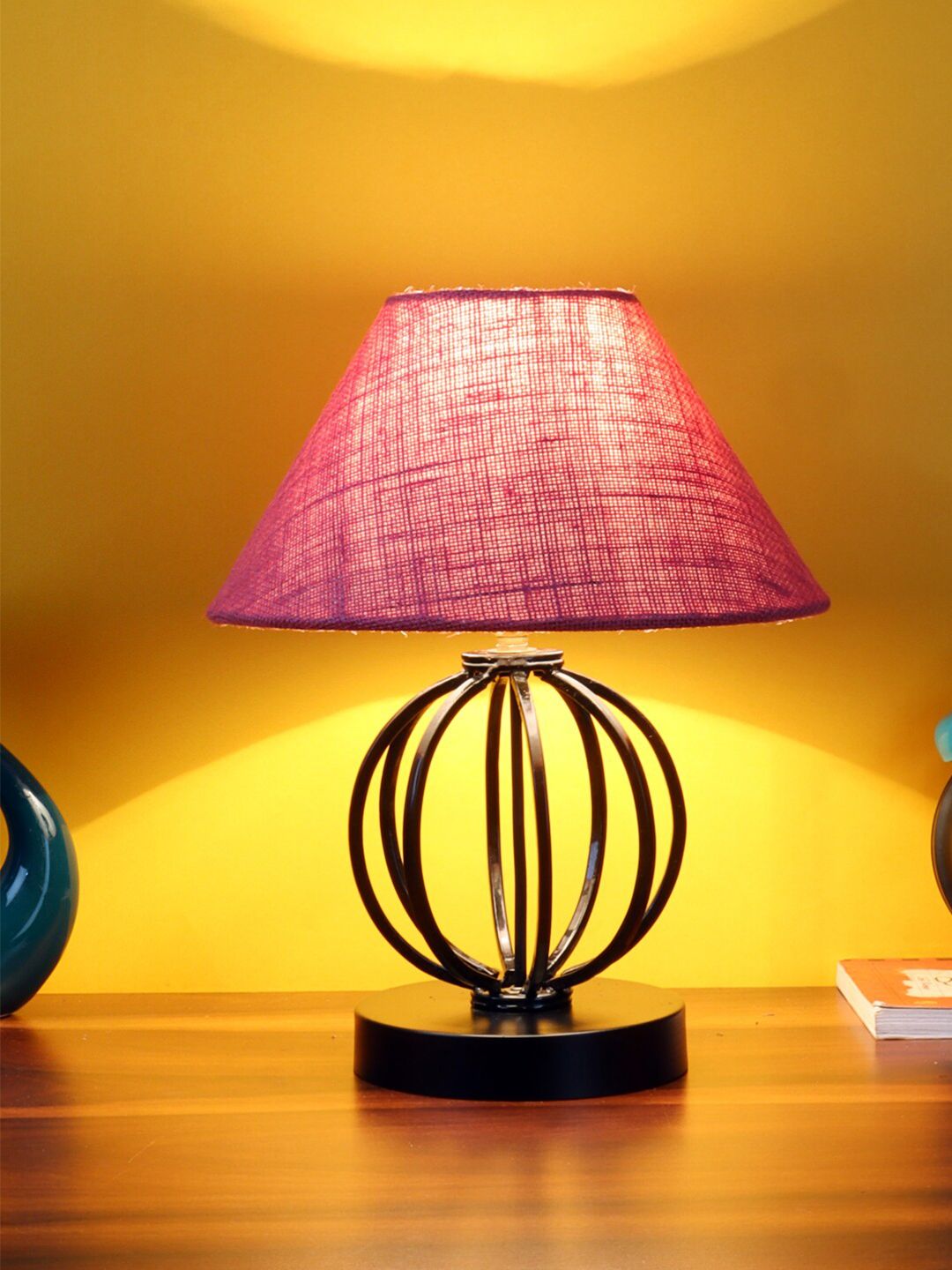 Devansh Pink Jute Table lamp with Iron Base Price in India