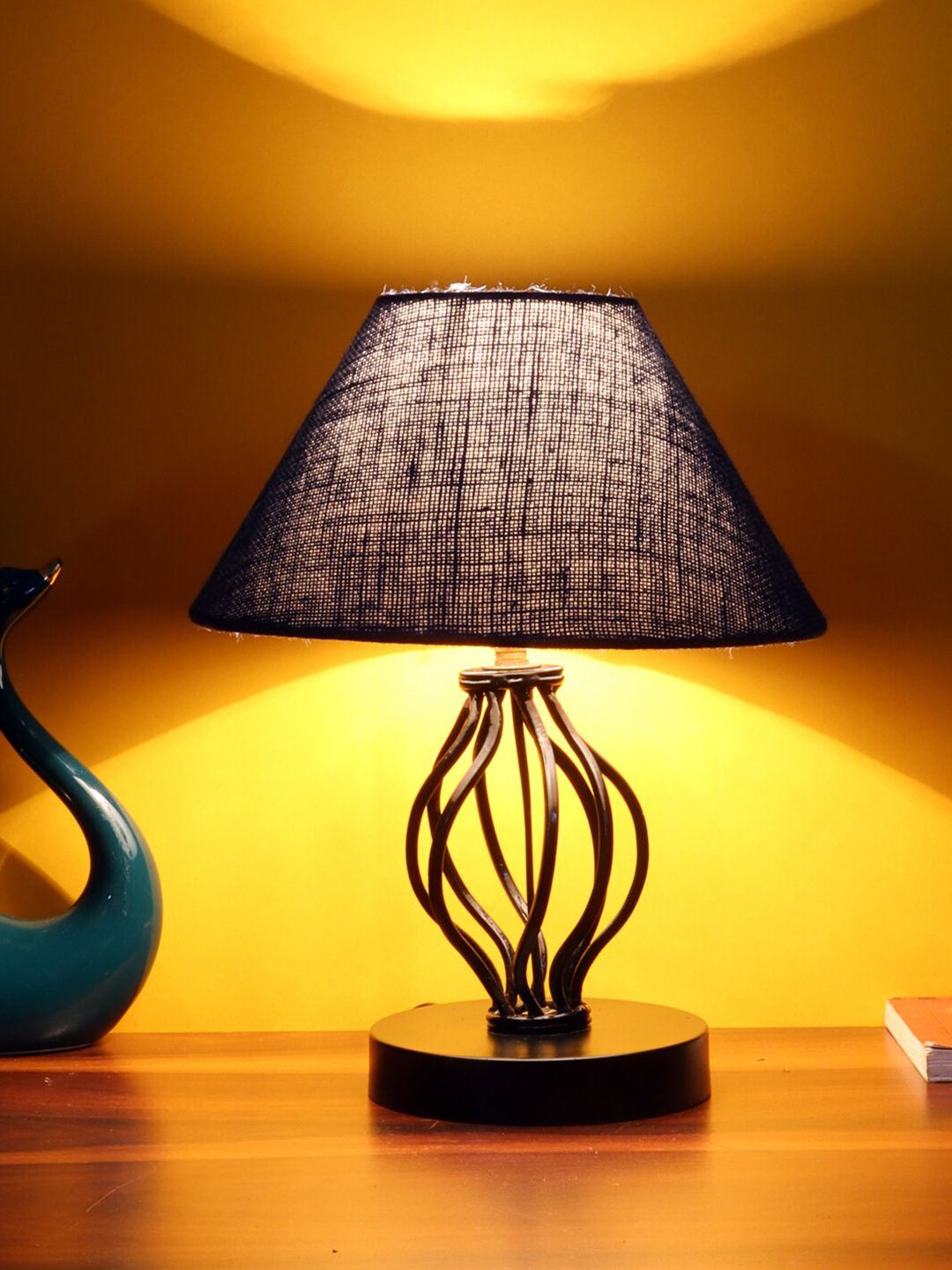 Devansh Blue Jute Table Lamp With Iron Base Price in India