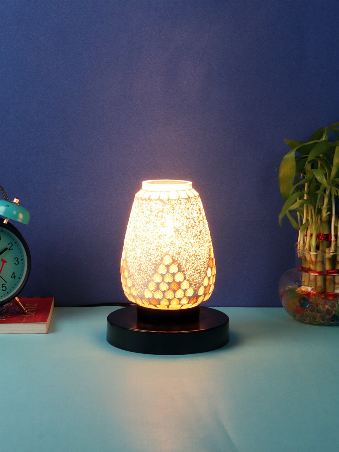 Devansh Multicoloured Mosaic Glass Table Lamp with Iron Base Price in India