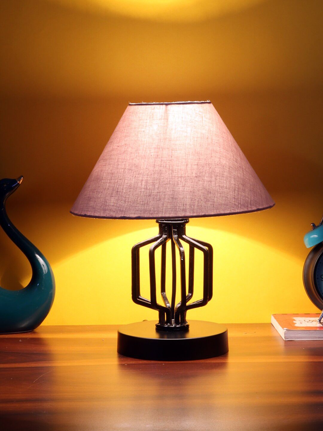 Devansh Grey Cotton Table lamp with Iron Base Price in India