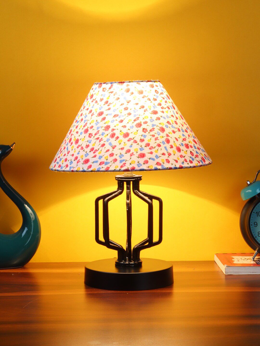 Devansh White & Pink Cotton Table Lamp with Iron Base Price in India