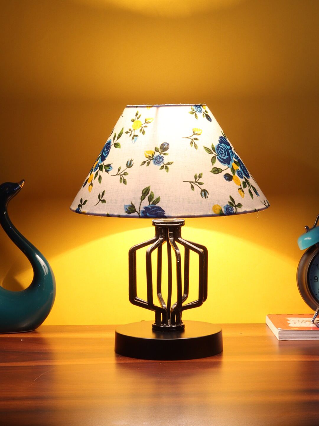 Devansh Multicoloured Printed Cotton Table Lamp With Iron Base Price in India