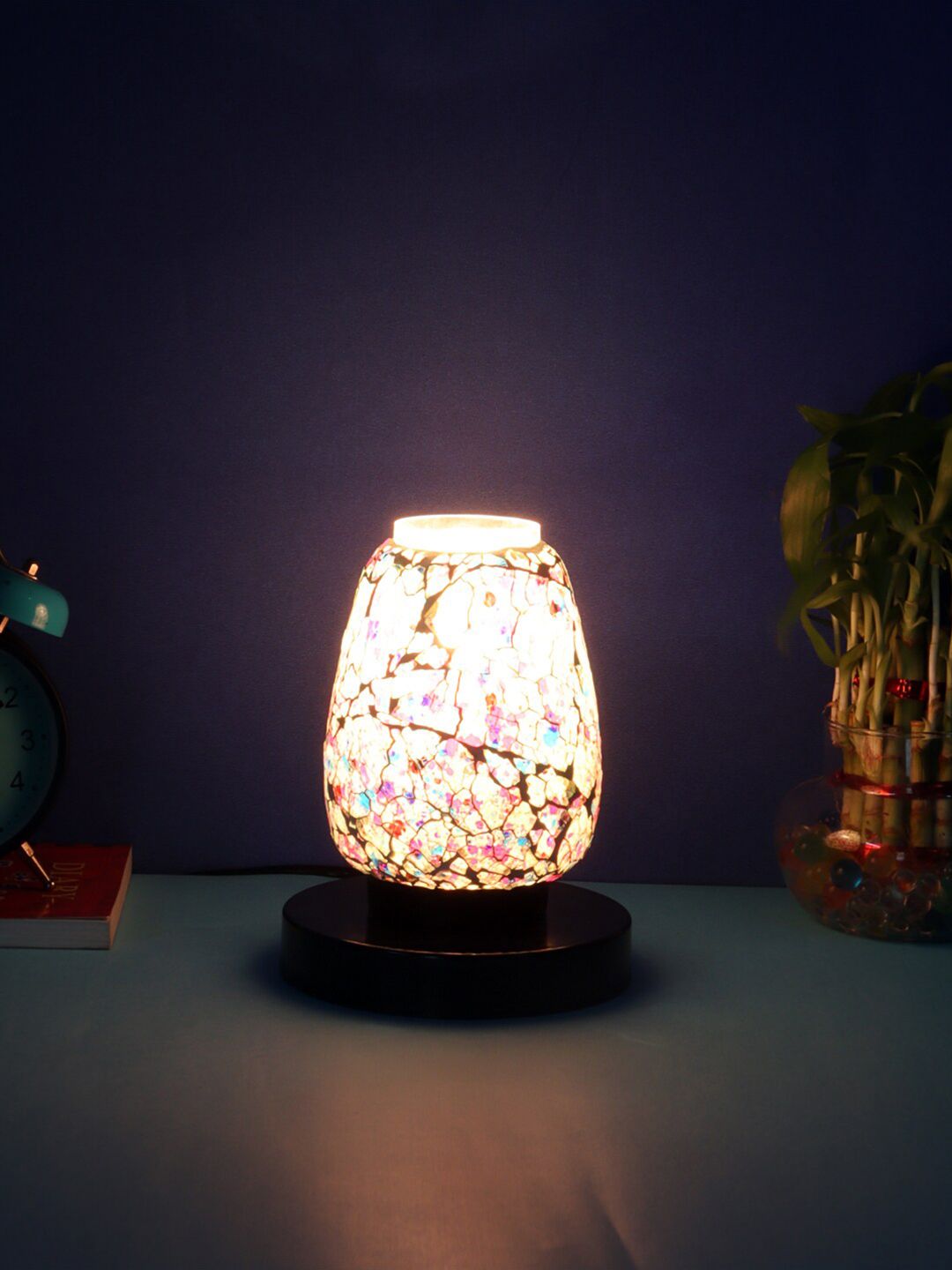Devansh Multicoloured Mosaic Glass Table Lamp With Iron Base Price in India