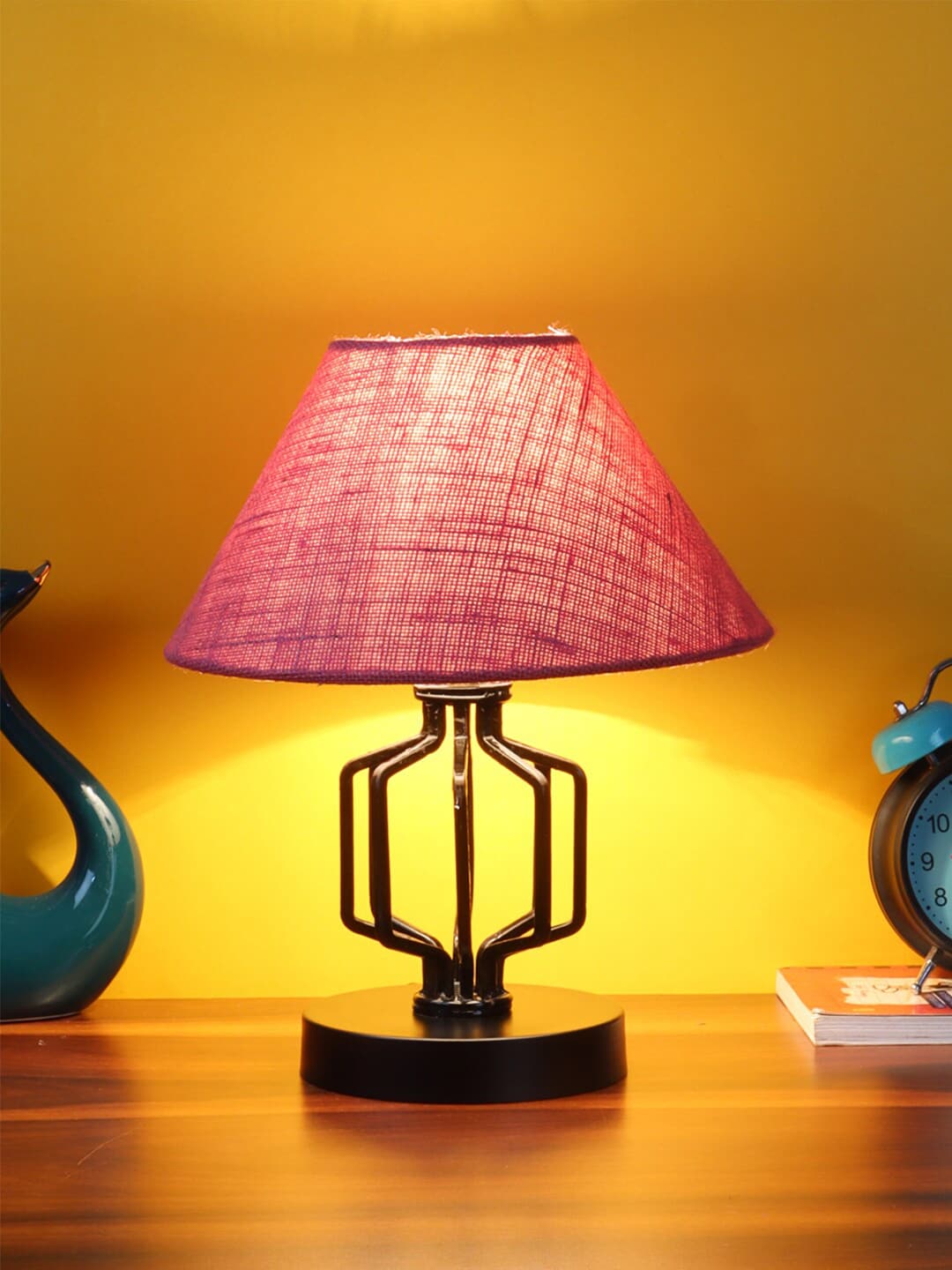 Devansh Pink Jute Table lamp with Iron Base Price in India