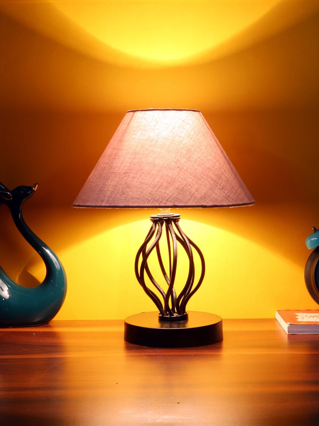 Devansh Grey Cotton Table Lamp with Iron Base Price in India