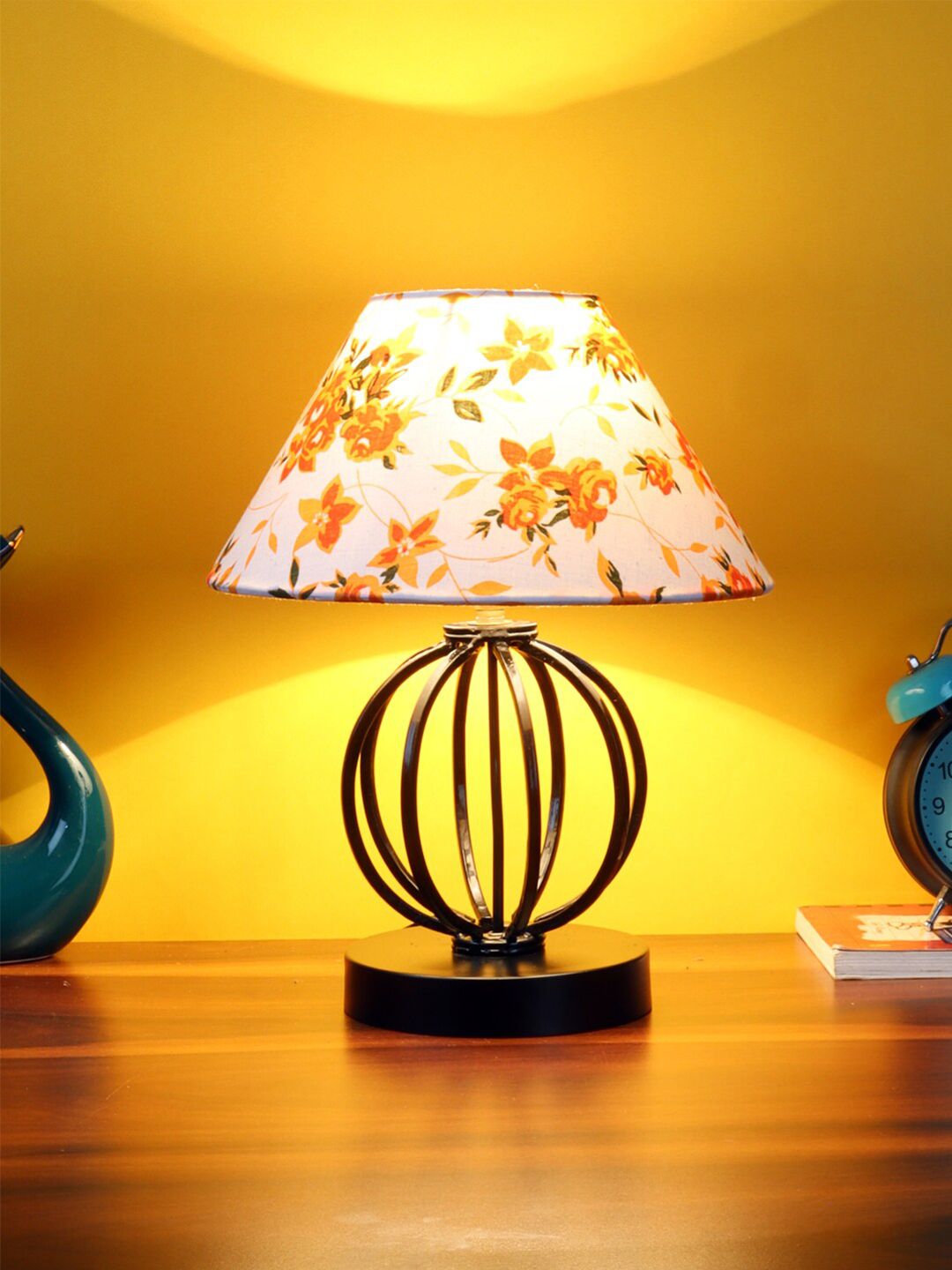 Devansh Multicoloured Printed Cotton Table Lamp With Iron Base Price in India