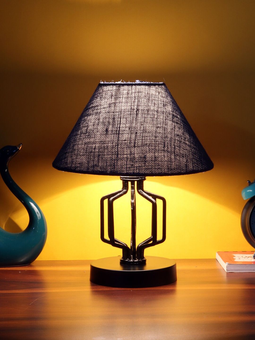 Devansh Blue Jute Table Lamp With Iron Base Price in India