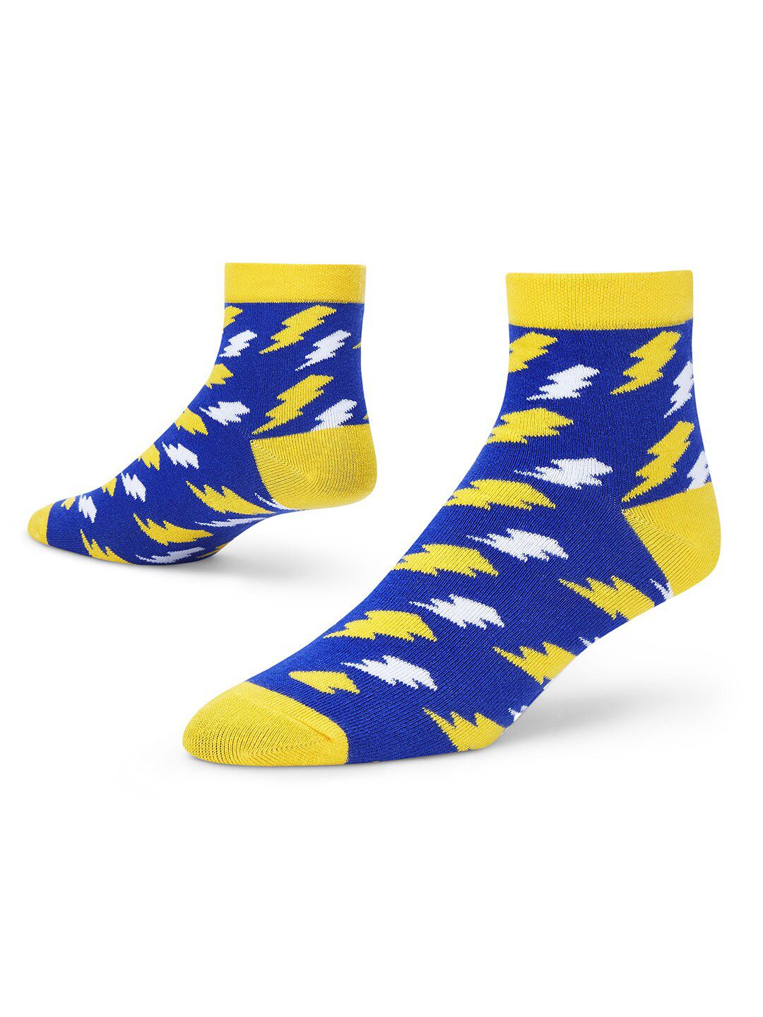 Dynamocks Yellow & Blue Patterned Ankle-Length Socks