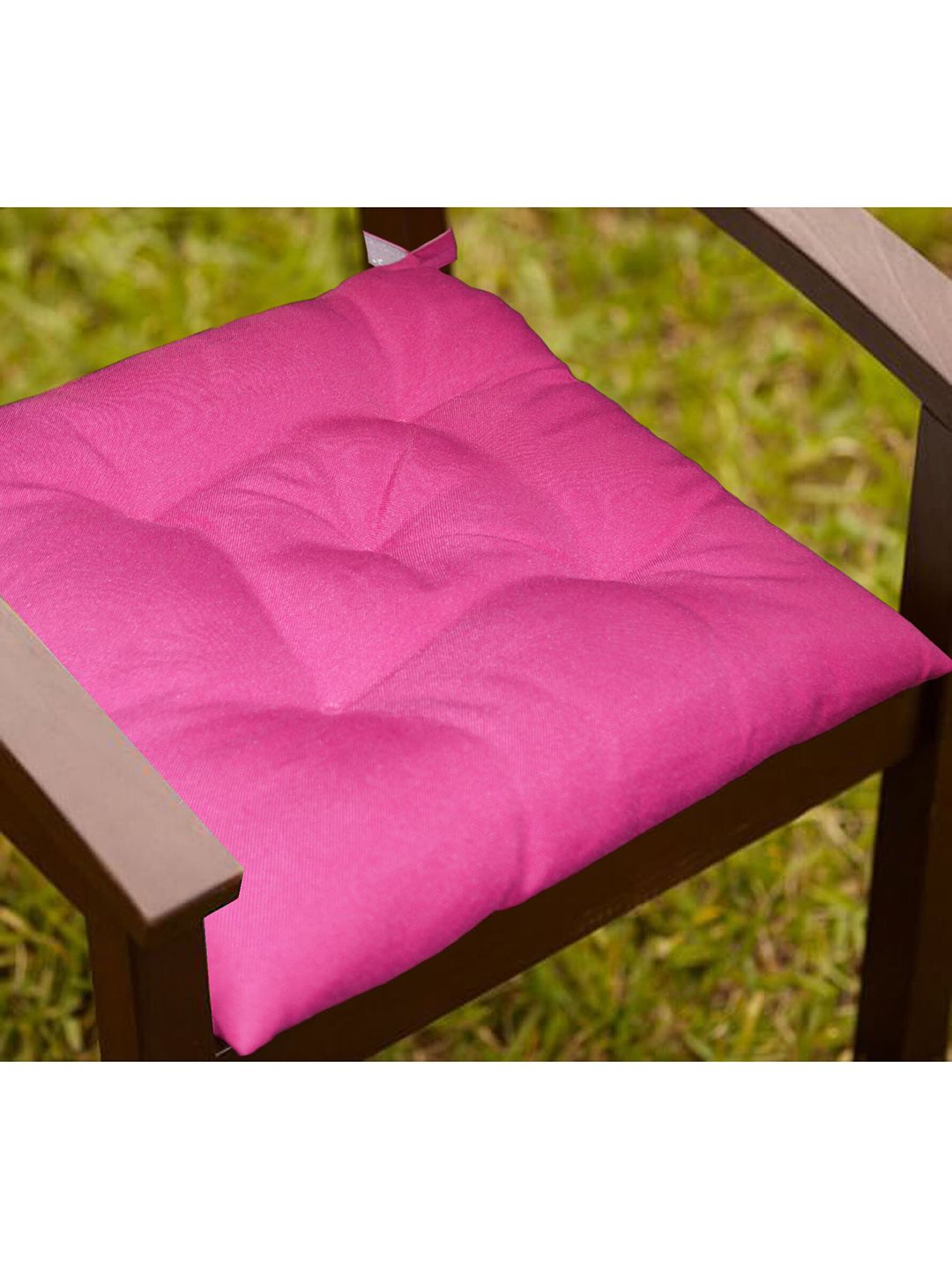 Lushomes Set Of 4 Fuchsia Pink Solid General Support Water Resistant Chairpads Price in India