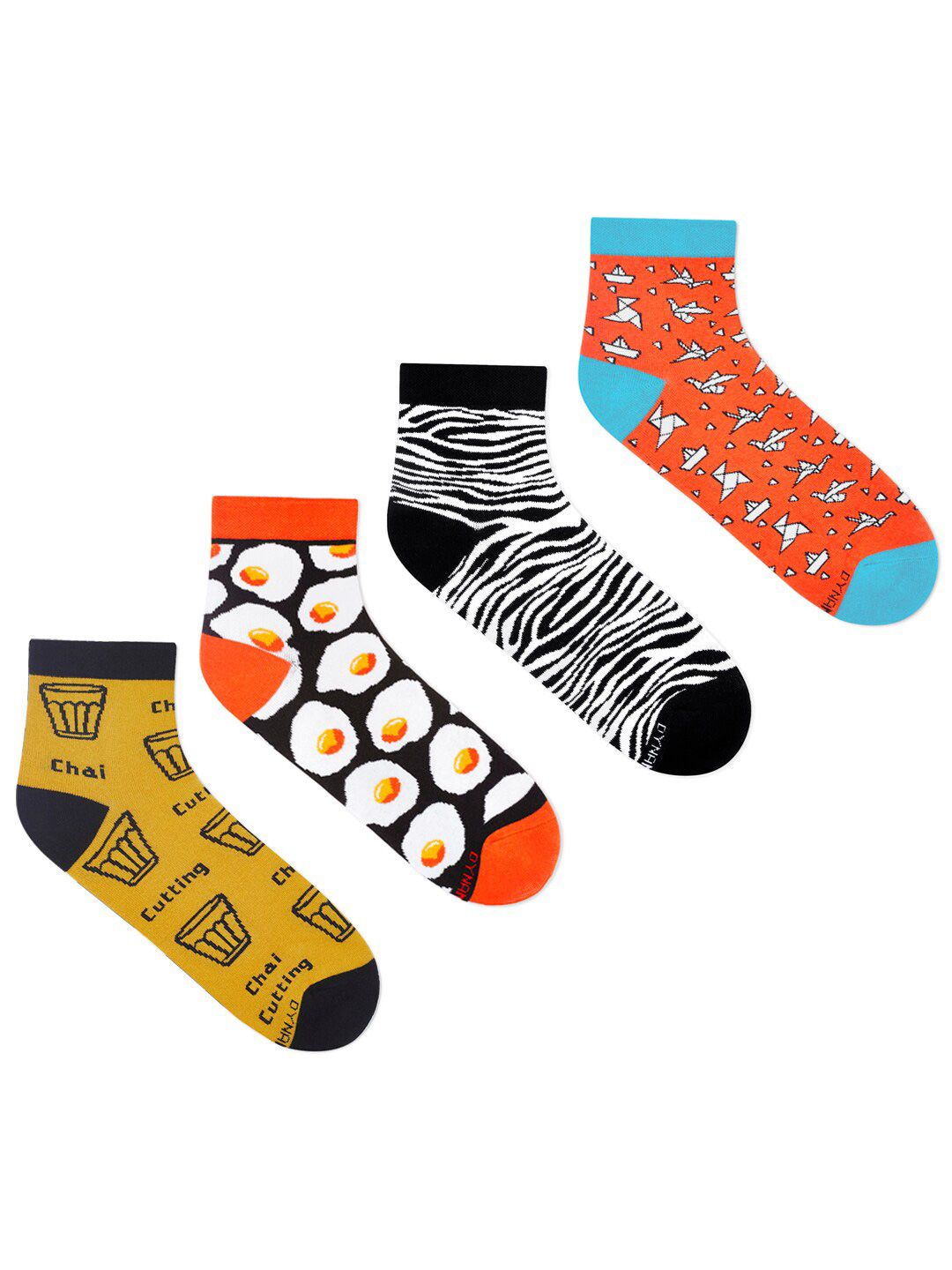 Dynamocks Unisex Multi Combed Cotton Ankle Length Socks (Pack of 4 Pair)