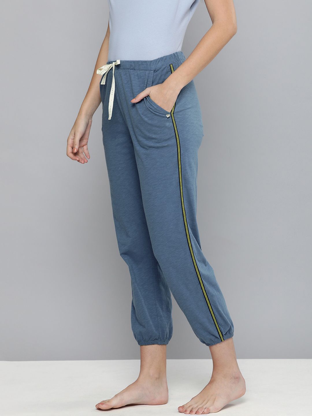 Chemistry Women Blue Side Striped Lounge Joggers Price in India