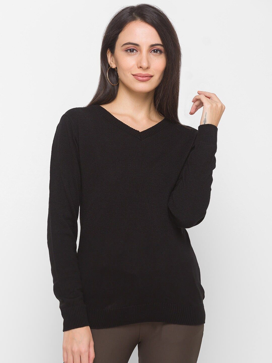 Globus Women Black Acrylic Pullover Price in India