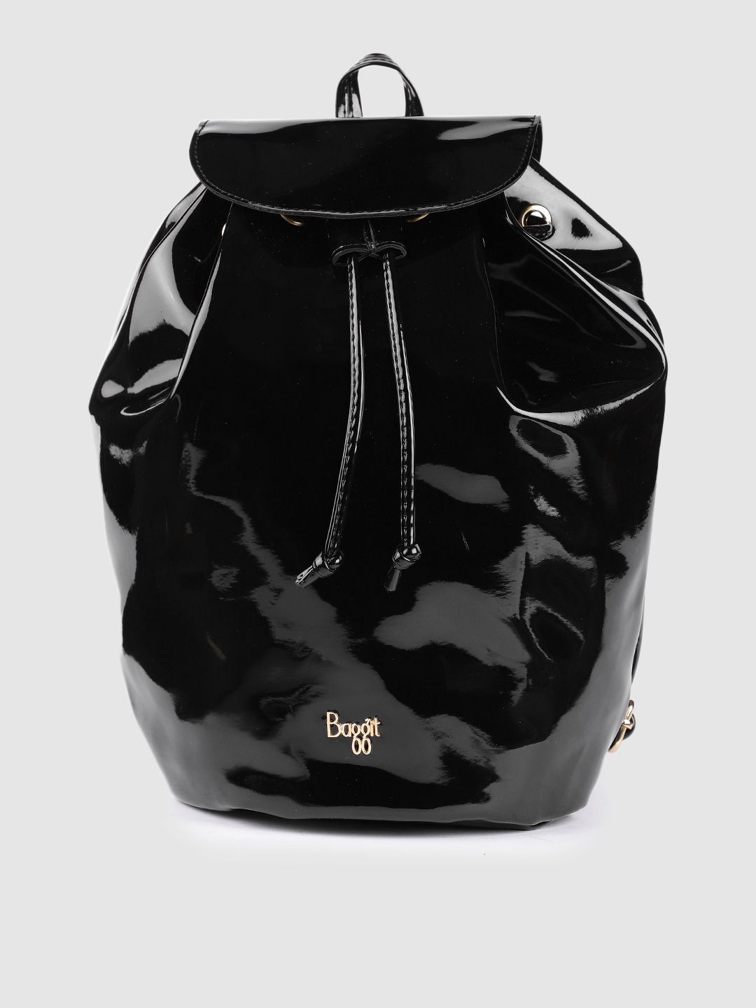 Baggit Women Black GROW PATENT Backpack Price in India