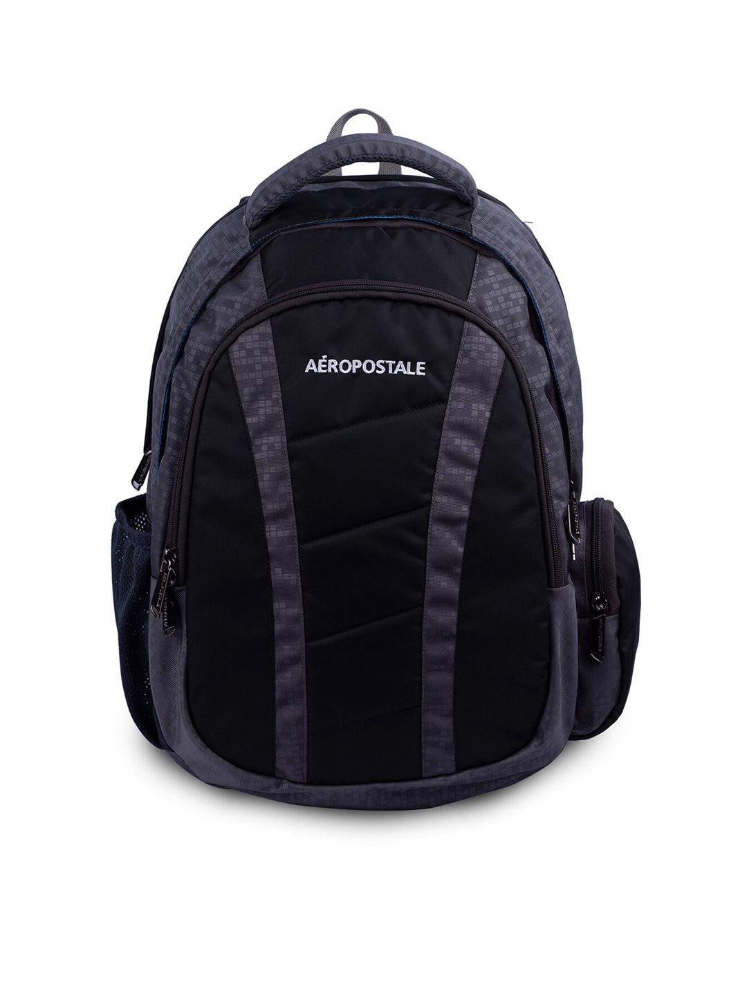 Aeropostale Unisex Black & Grey Fluffy Colourblocked Backpack Price in India