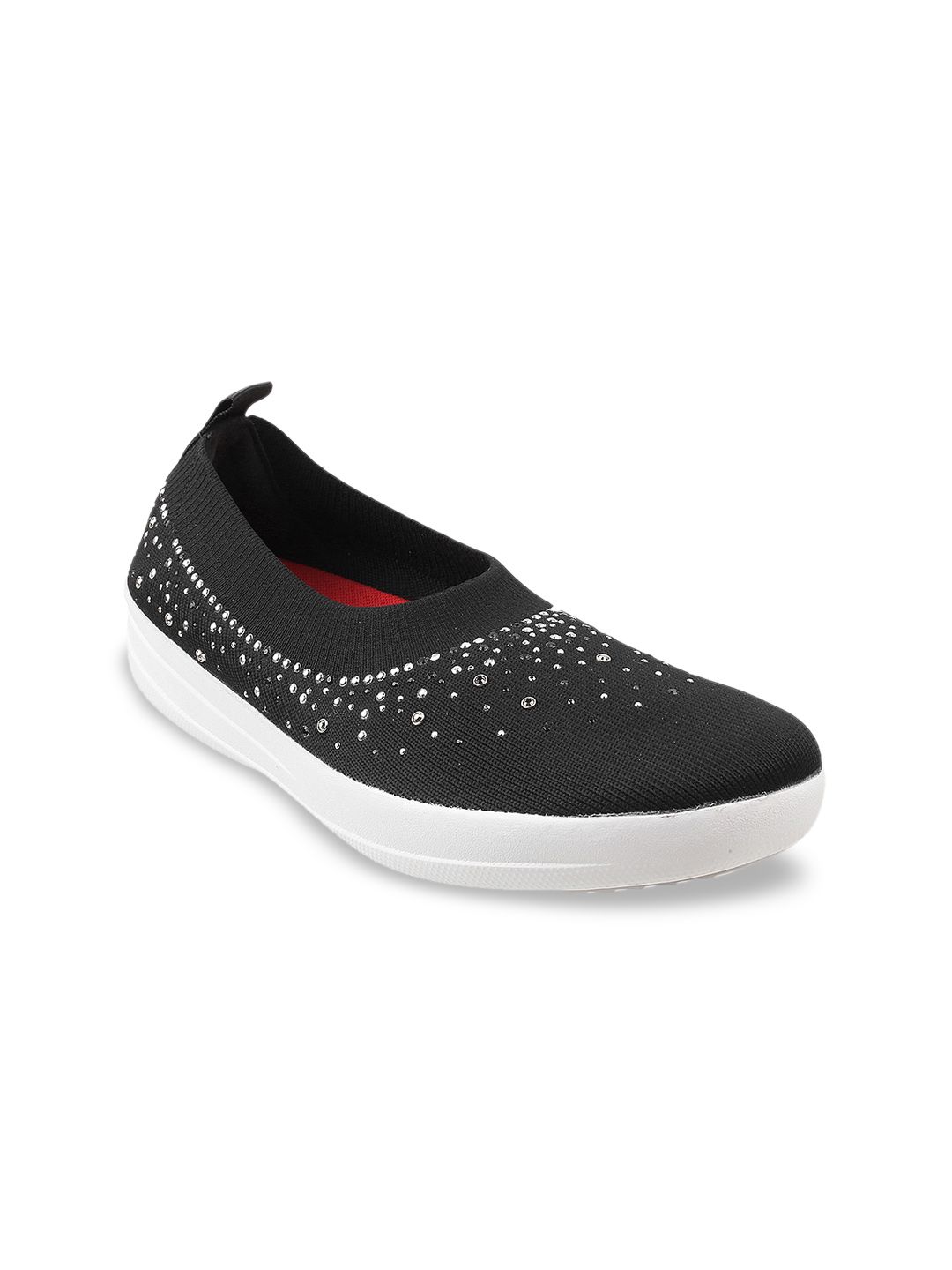 fitflop Women Black Textured Slip-On Sneakers Price in India