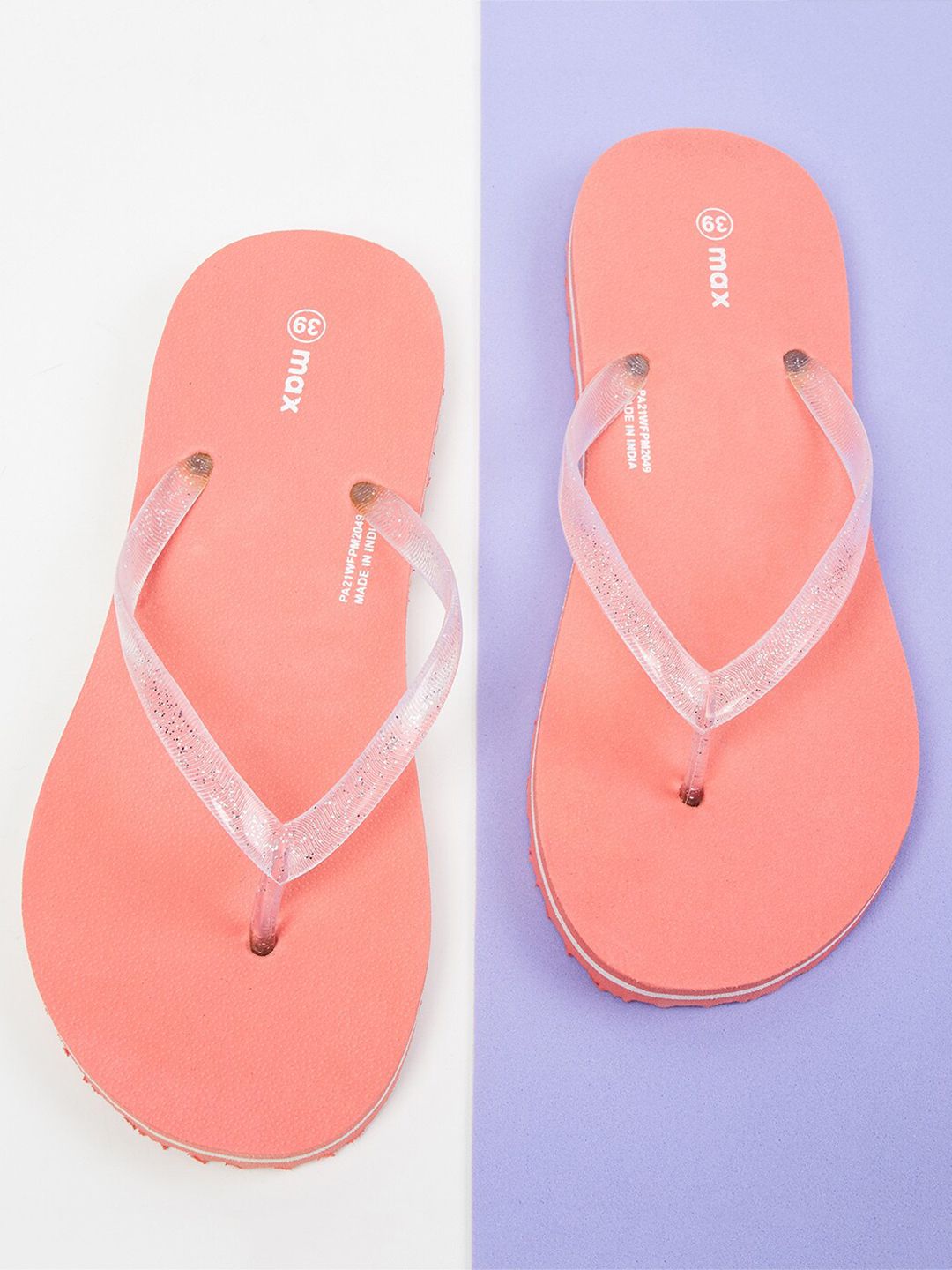 max Women Pink Rubber Thong Flip-Flops Price in India