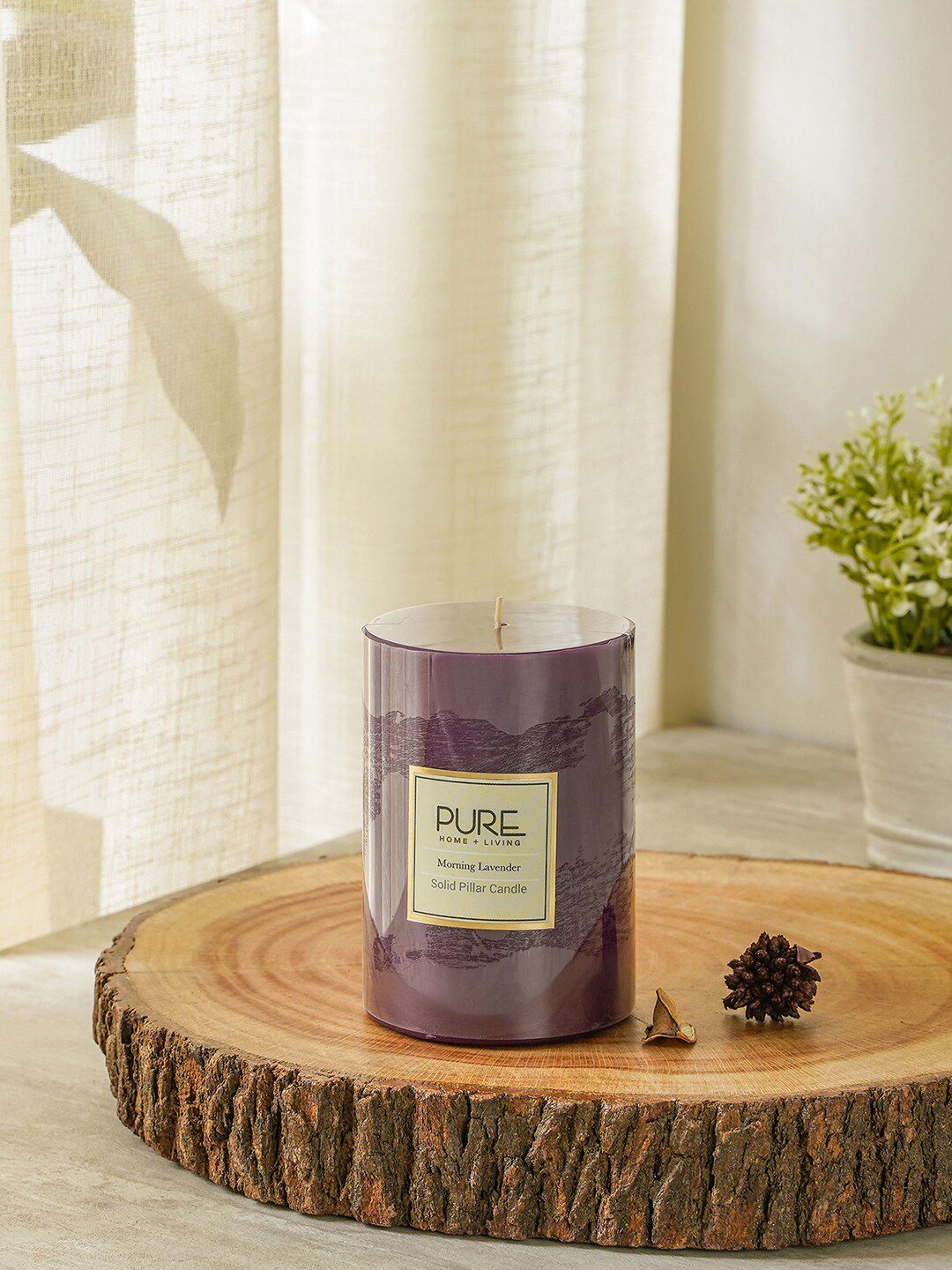 Pure Home and Living Purple Morning Lavender Pillar Candle Price in India