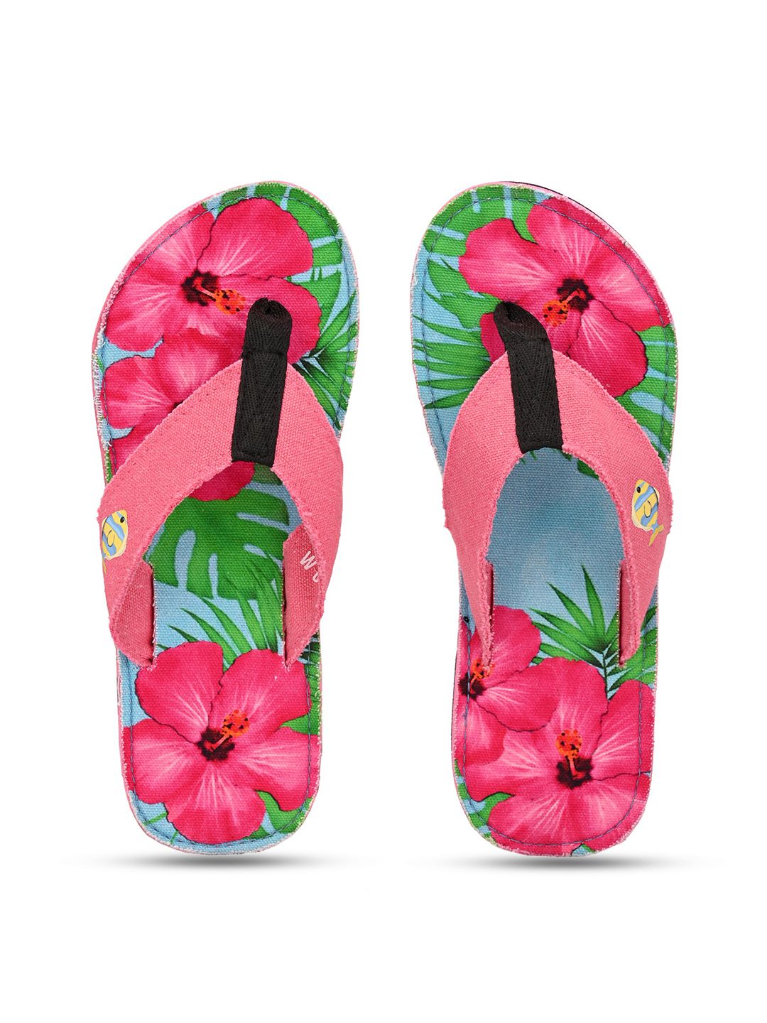 Beachcomber Blue Water Women Pink & Green Printed Thong Flip-Flops Price in India