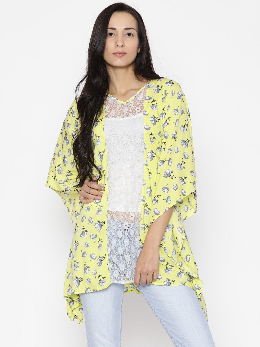The Kaftan Company Yellow Floral Print Kaftan Cover-Up Dress RW_PARDS022 Price in India
