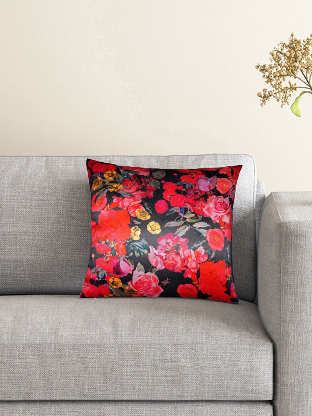 Lushomes Multicoloured Floral Digital Printed Square Cushion Covers Price in India
