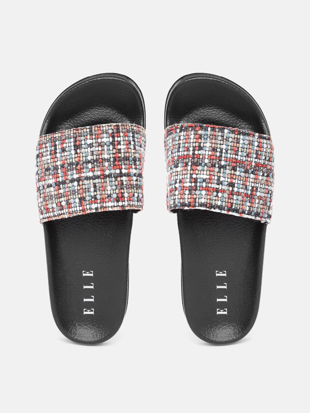 ELLE Women Multicoloured Embellished Sliders Price in India