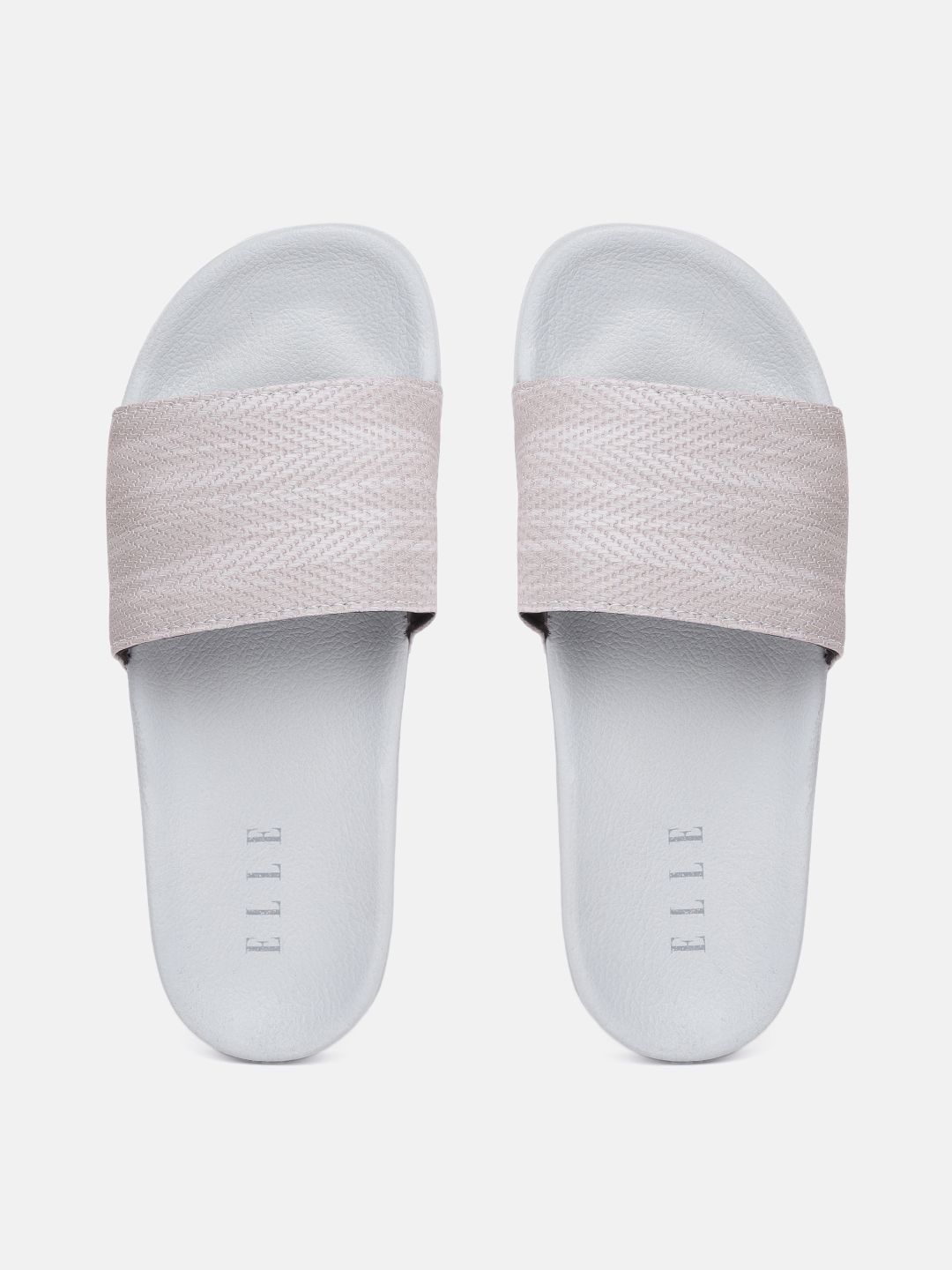 ELLE Women Grey Printed Sliders Price in India