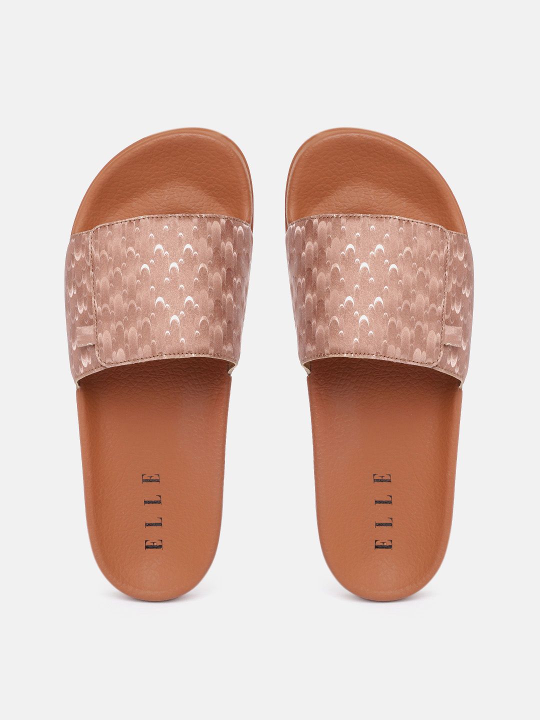 ELLE Women Brown Printed Sliders Price in India