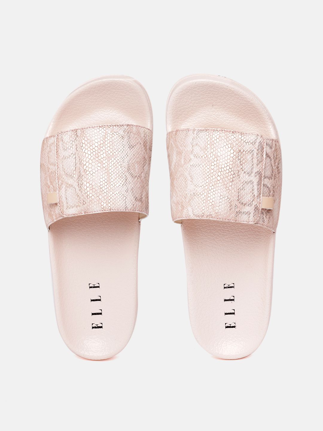 ELLE Women Nude-Coloured Printed Sliders Price in India