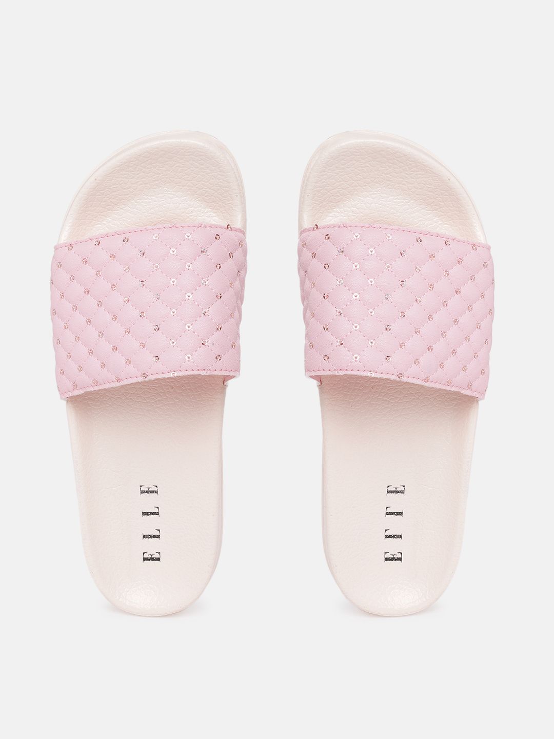 ELLE Women Pink Embellished Sliders Price in India