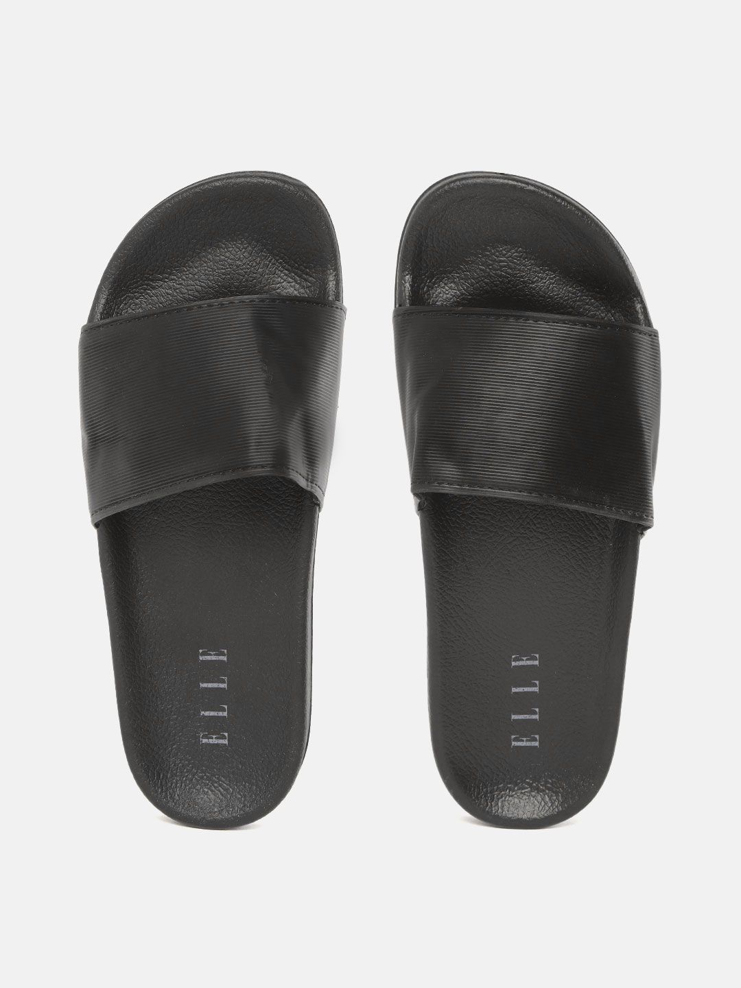 ELLE Women Black Striped Sliders Price in India