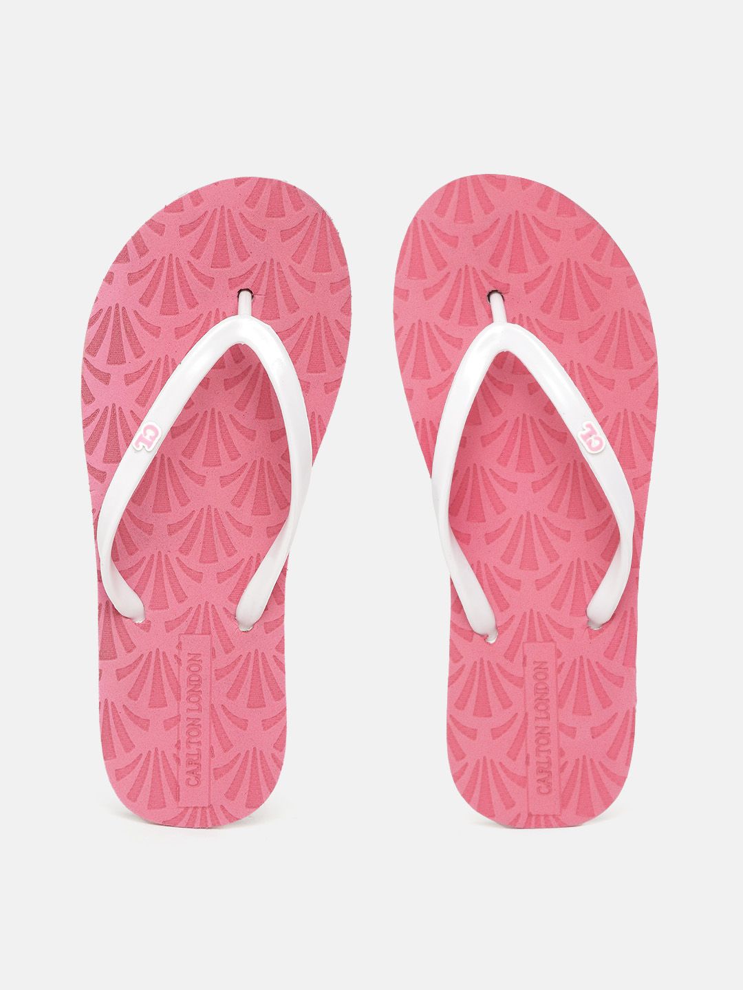 Carlton London Women White & Pink Textured Thong Flip-Flops Price in India