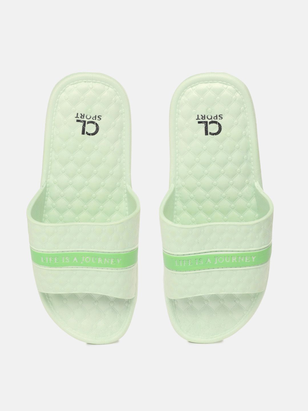 Carlton London Women Green Printed Sliders Price in India