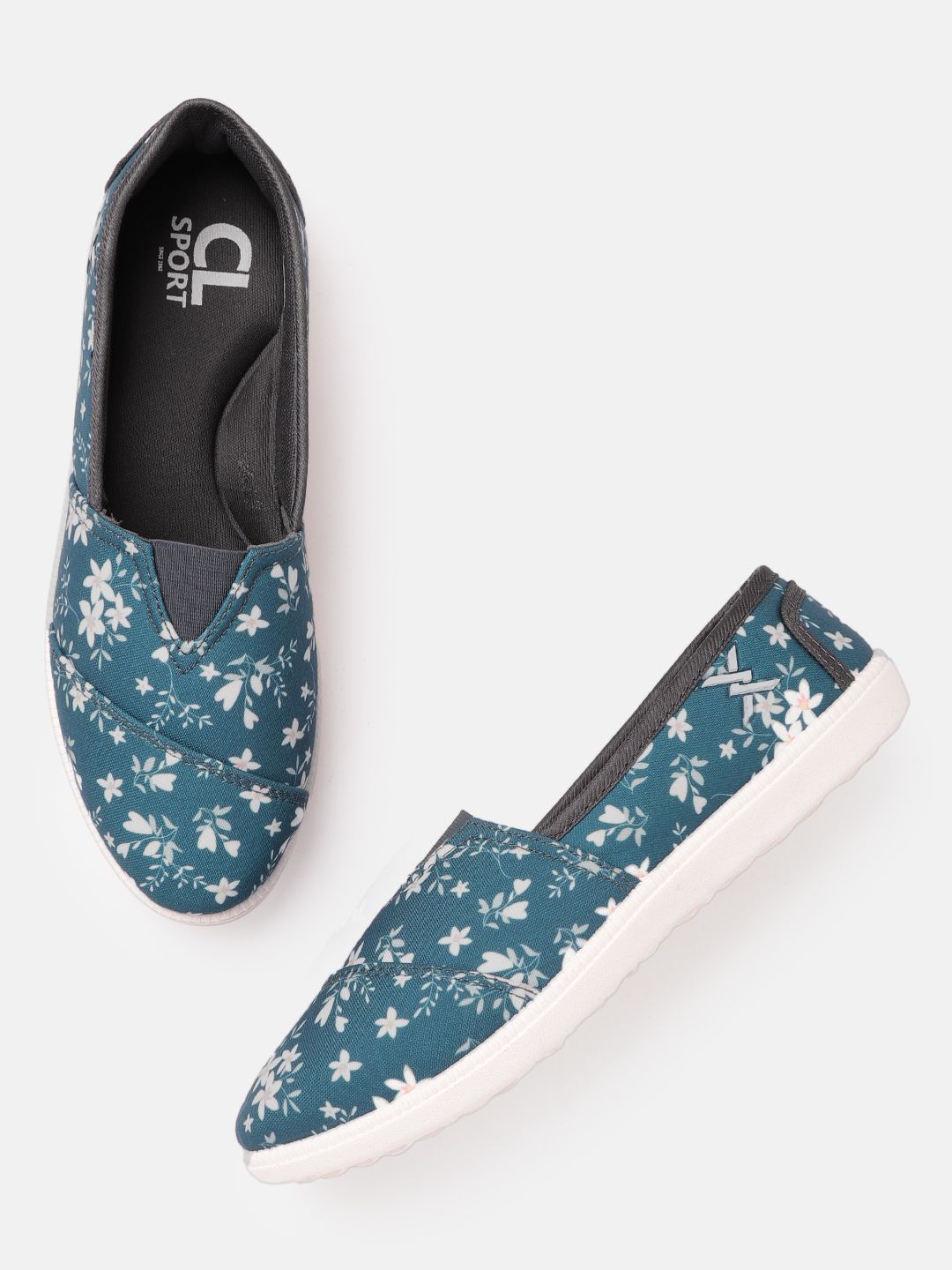 Carlton London sports Women Blue & White Floral Print Slip-On Sneakers Price in India