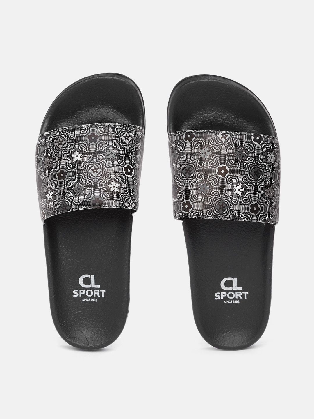 Carlton London sports Women Black Printed Sliders Price in India