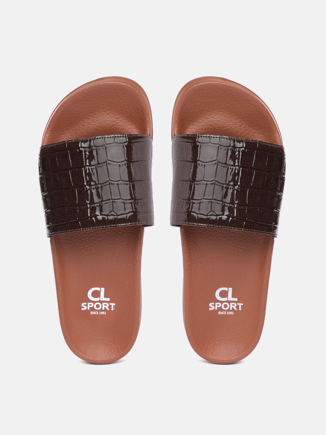 Carlton London sports Women Brown Textured Sliders Price in India