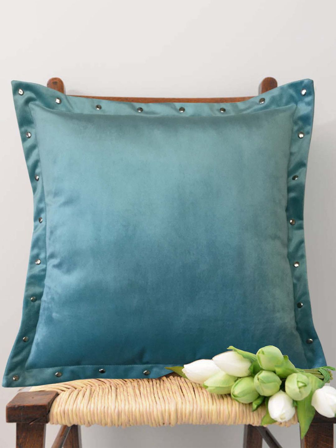 Lushomes Blue Velvet Square Cushion Covers Price in India