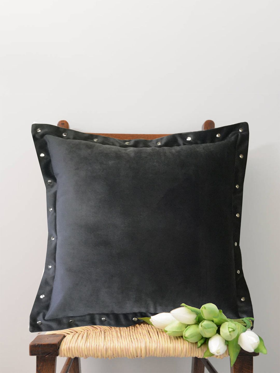 Lushomes Grey Velvet Square Cushion Covers Price in India