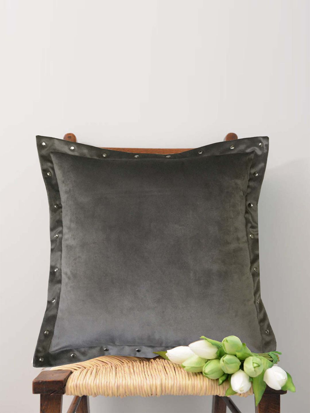 Lushomes Grey Velvet Square Cushion Covers Price in India