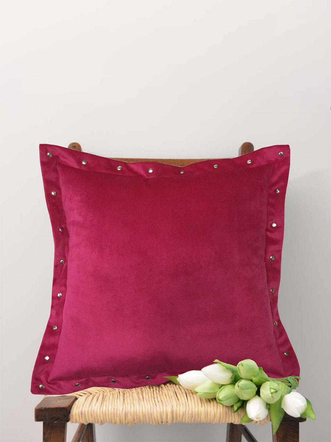 Lushomes Pink Velvet Square Cushion Covers Price in India