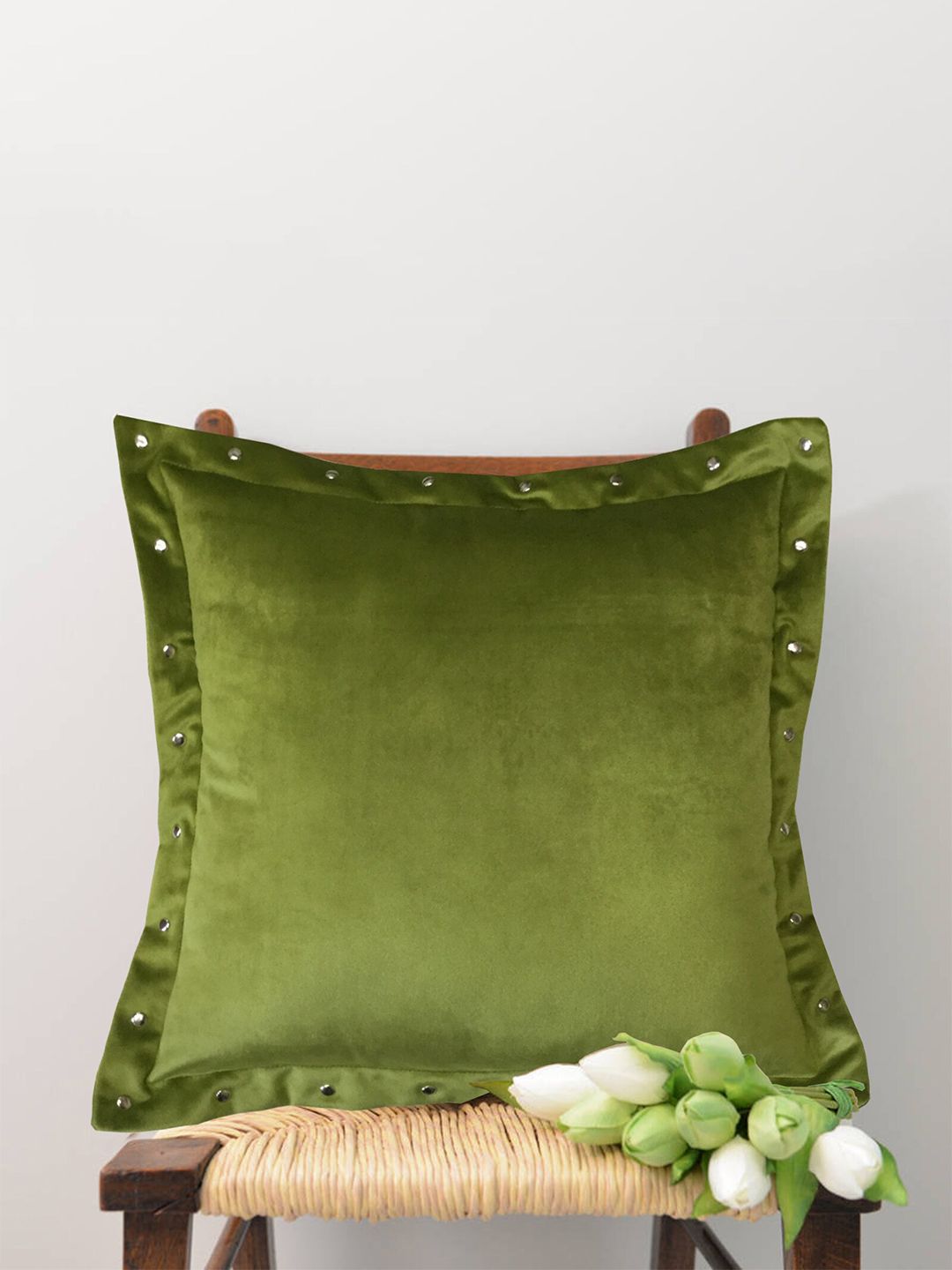 Lushomes Green Velvet Square Cushion Covers Price in India