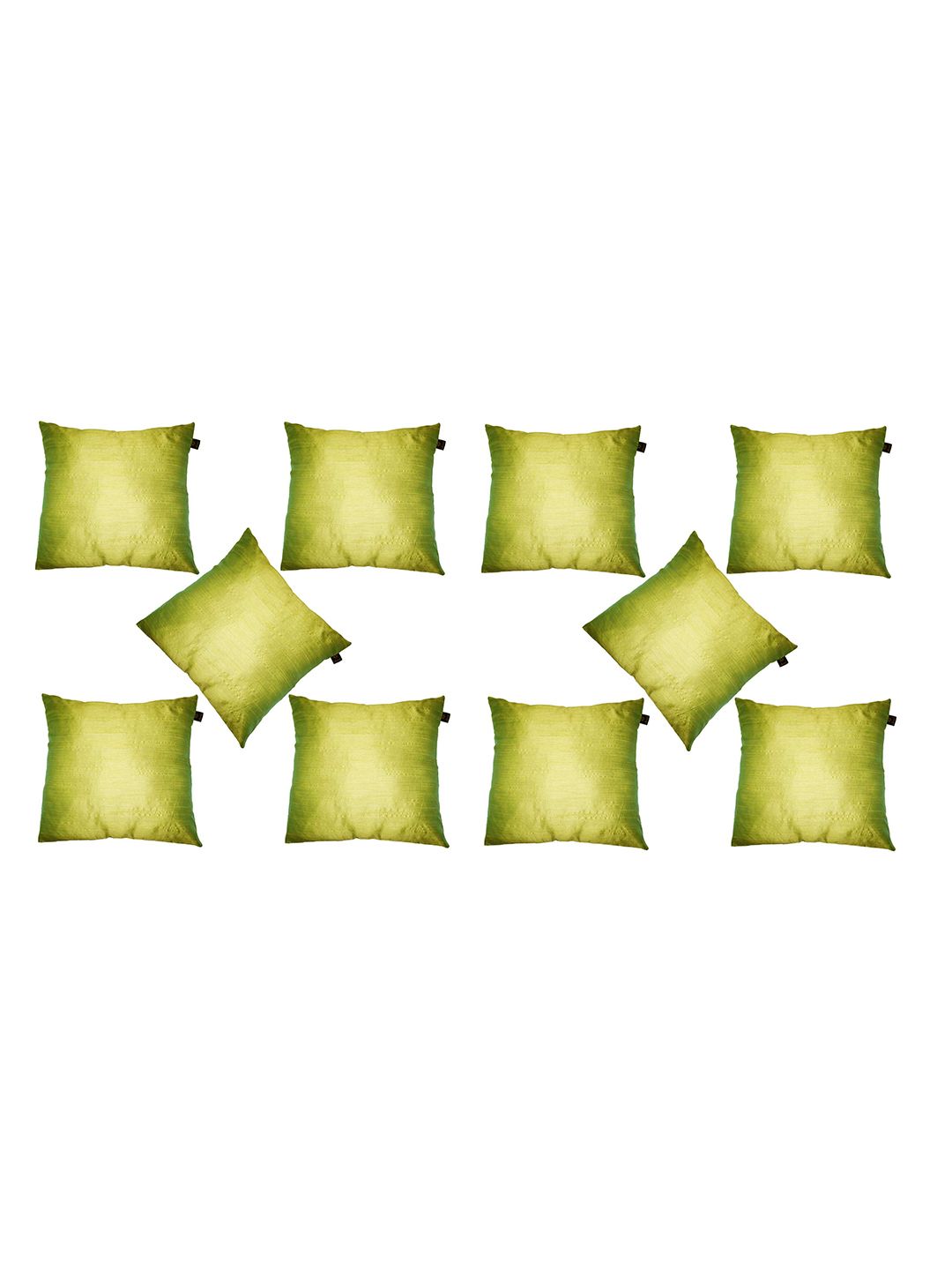 Lushomes Set of 10 Green Dupion Silk Square Cushion Covers Price in India
