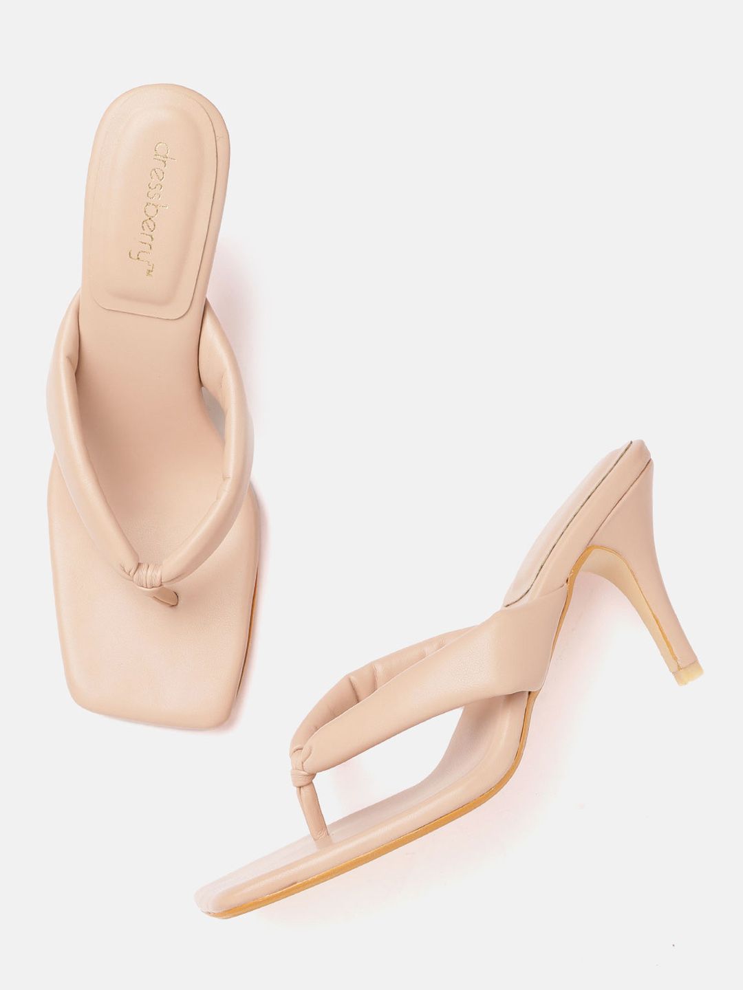 DressBerry Nude-Coloured Solid Slim Heels Price in India