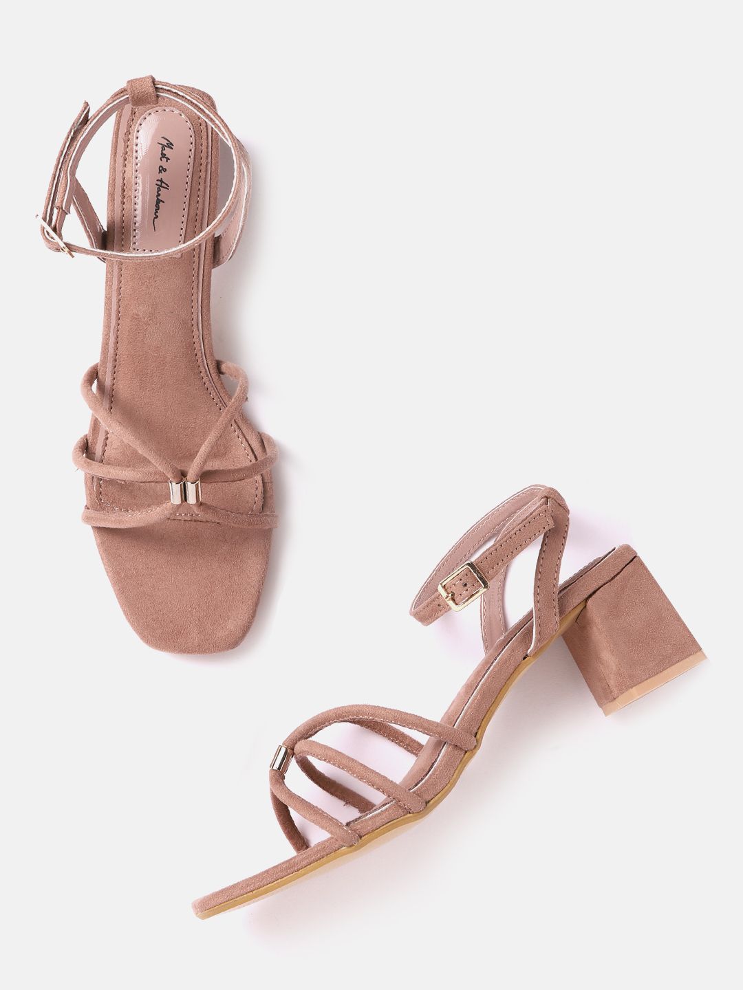 Mast & Harbour Dusty Rose Pink Solid Block Heels Price in India