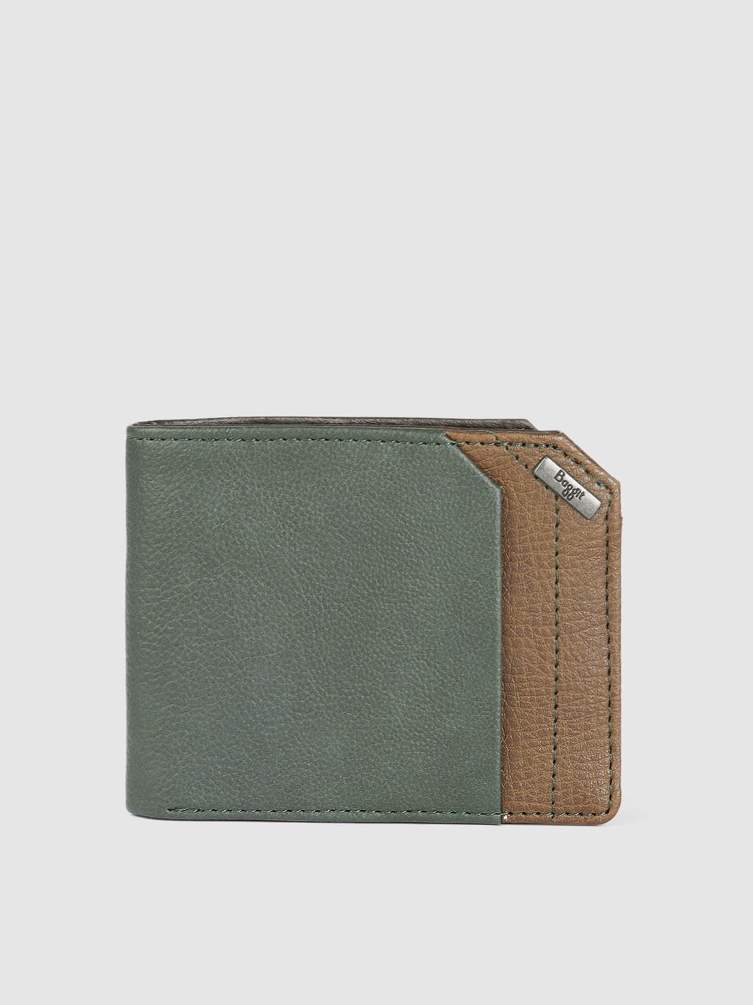 Baggit Women Green & Beige Colourblocked GW ASAULT1 AXIS Two Fold Wallet Price in India