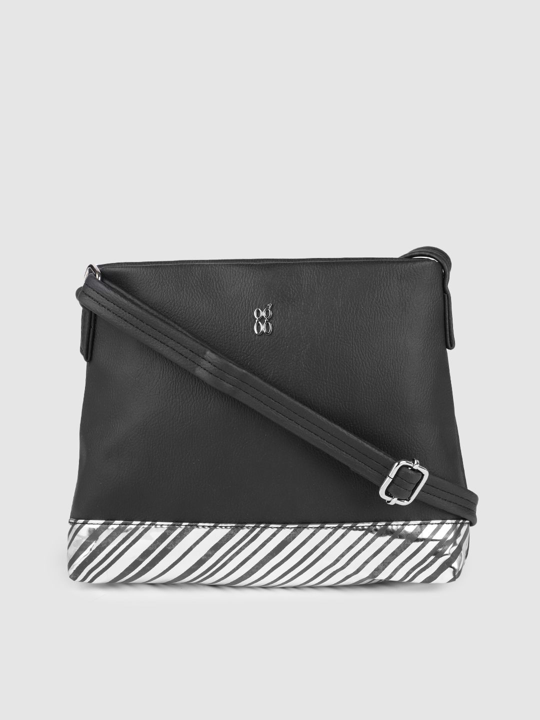 Baggit Black Solid Synthetic Regular Structured Sling Bag Price in India