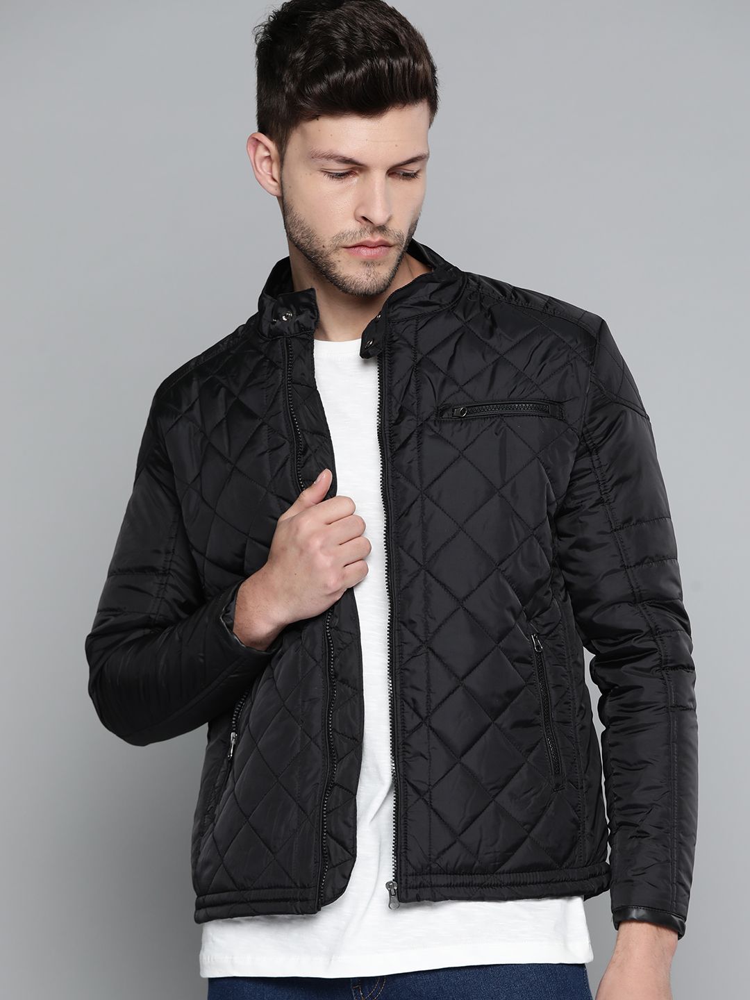 Buy HIGHLANDER Men Black Solid Padded Quilted Jacket - Jackets for
