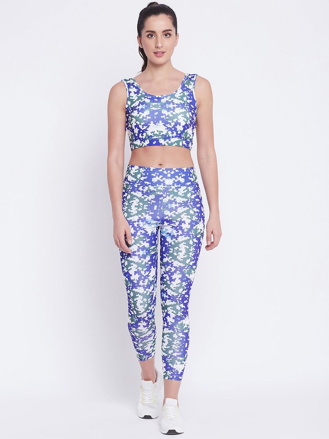 Clovia Women Blue & White Printed Sports Track Suit Price in India
