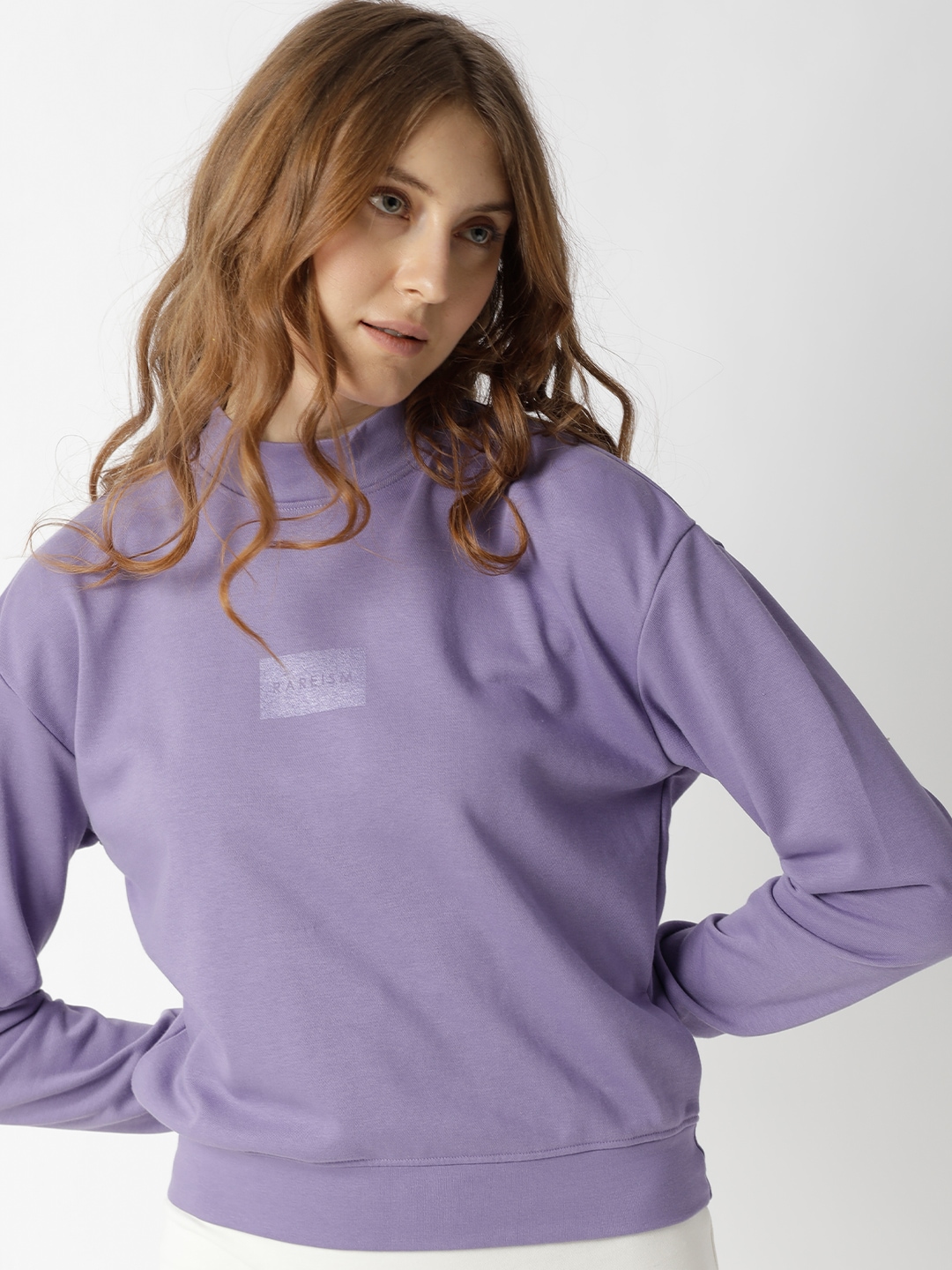 RAREISM Women Purple Solid Sweatshirt Price in India