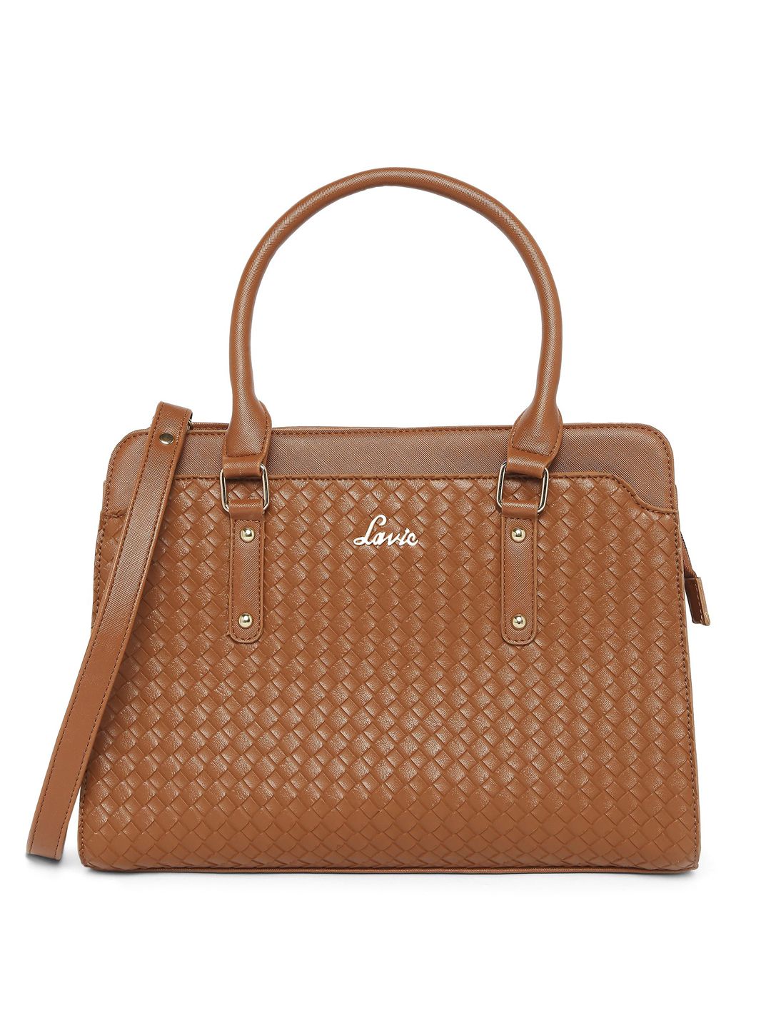 Lavie Brown Textured Structured Handheld Bag Price in India